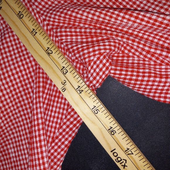 Allison Daley Crop Pants Size 14P Petite Gingham Check Red White Pull On - Picture 6 of 7